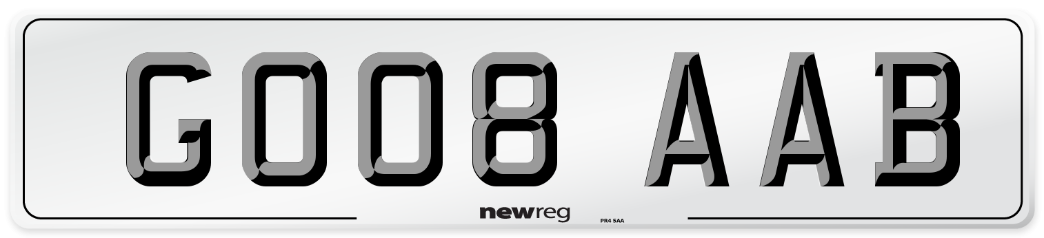 GO08 AAB Number Plate from New Reg